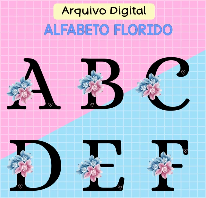 Alfabeto Florido Letras Pretas  , arquivo digital