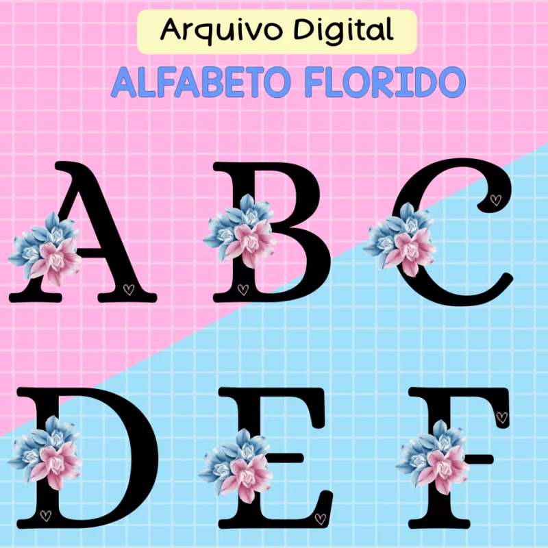 Alfabeto Florido Letras Pretas  , arquivo digital