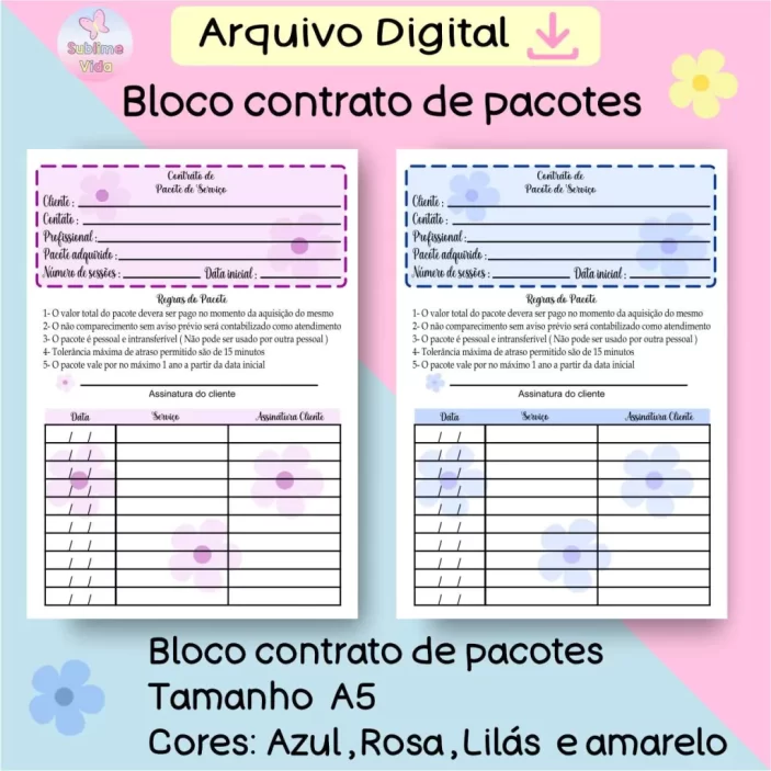 Bloco Contrato de Pacotes para Manicures, cabelereiras, depiladoras e etc, arquivo digital - Image 2