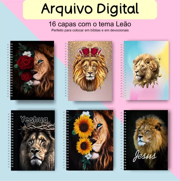 Capas Com o Tema Leão Para Encadernação, arquivo digital