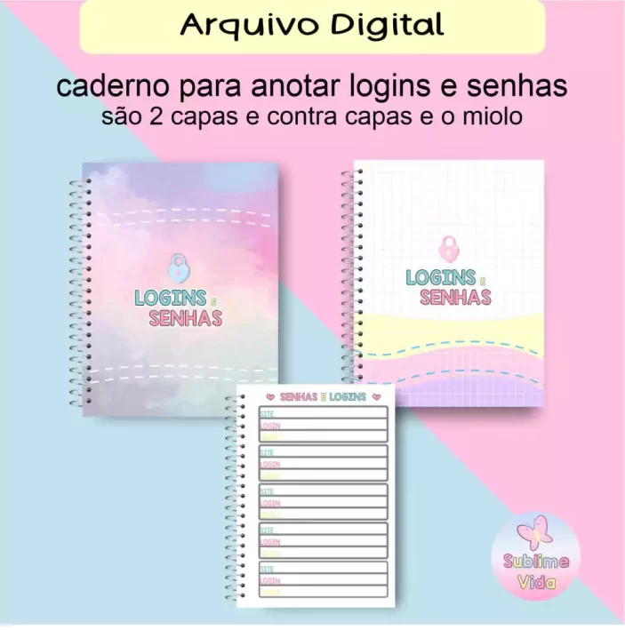 Caderno Senhas e Logins, arquivo digital