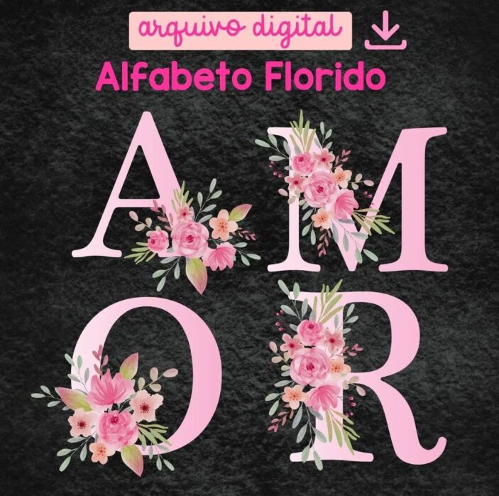 Alfabeto Florido Rosa, arquivo digital - Image 2