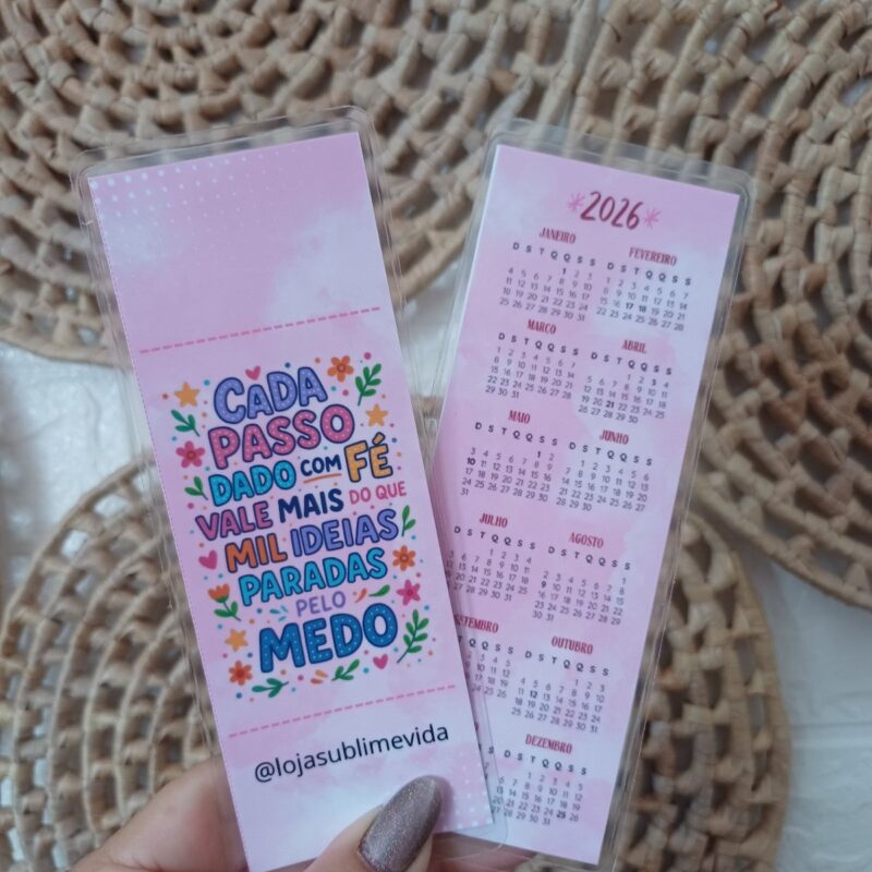 marca página com calendário 2026 ( arquivo digital)
