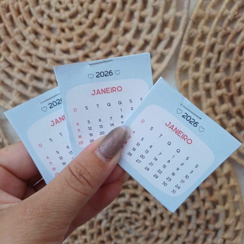 Bloquinho de mini calendário 5x5 cm azul