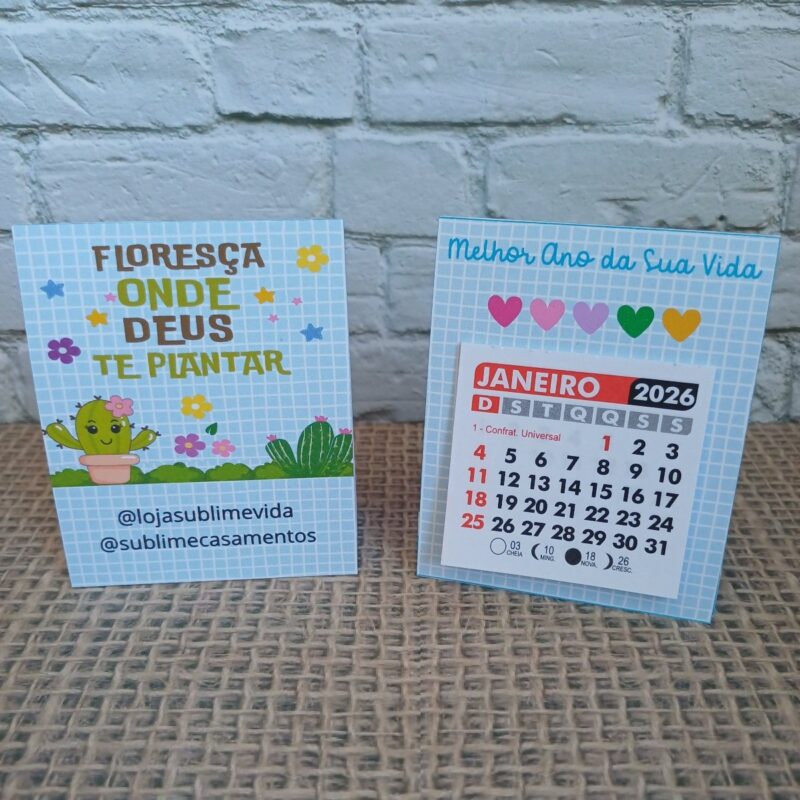 mini calendário mesa: floresça onde Deus te plantar