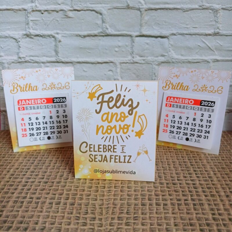 mini calendário de mesa: feliz ano novo 🌟