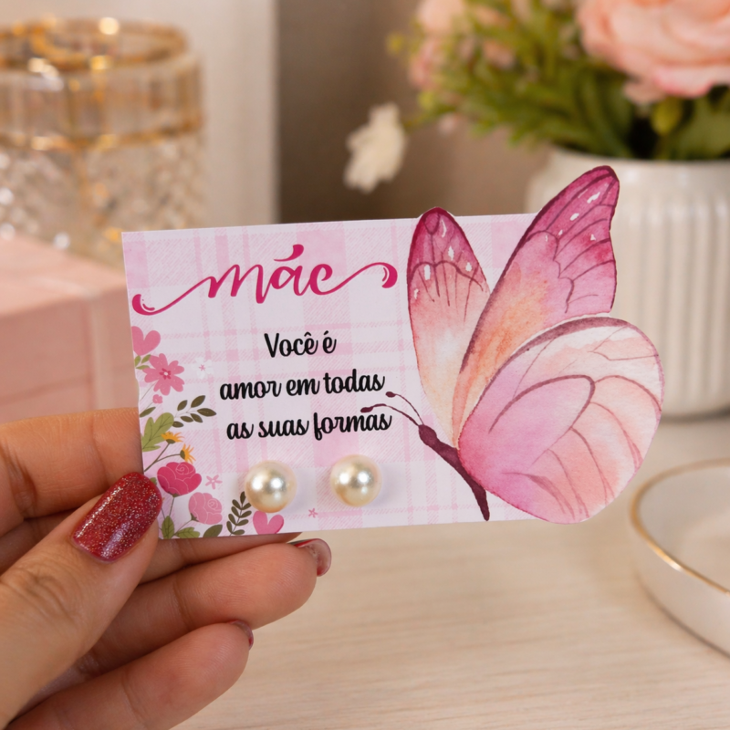 Cartão porta brincos  dia das mães( arquivo digital)